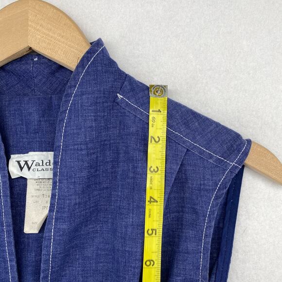 WALDEN CLASSICS Dress 12 Secretary Chambray Midi Fit & Flare Blue 60s 70s VTG - Picture 10 of 13
